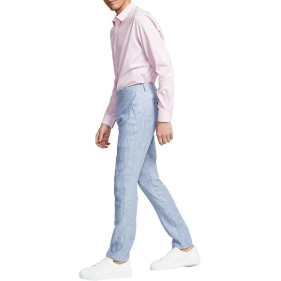 Bar III Men's Blue Linen Textured Summer Casual Slim-Fit Suit Pants Size W33 L30 - Picture 4 of 4